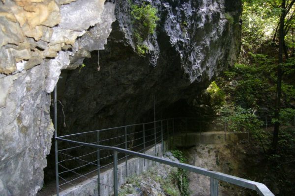 The path hewn out in the rocks along the Val Sanagra Canyon