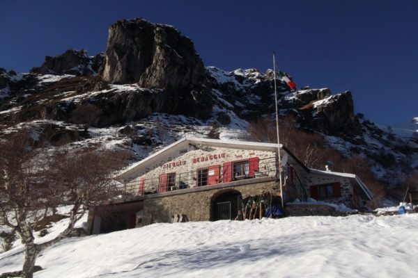 Rifugio Menaggio on Mount Grona in the winter time